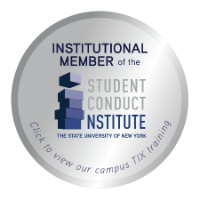 Badge graphic indicating that ֻ̳is ֻ̳is a member of the State University of New York-Student Conduct Institute (SUNY-SCI).