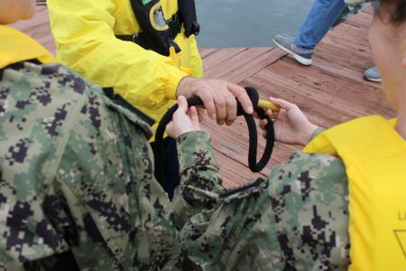 Navy ROTC cadets at ֻ̳learn naval rope skills during FTX