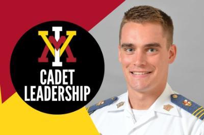 ֻ̳Cadet Leadership feature image with headshot of regimental commander, Cadet Blake Smith '23