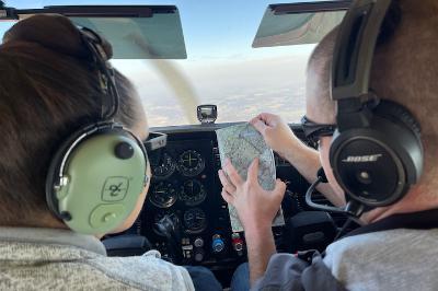 ֻ̳cadets participating in the Aviation Club, which allows them to take flight and gain hours for their private pilots license.